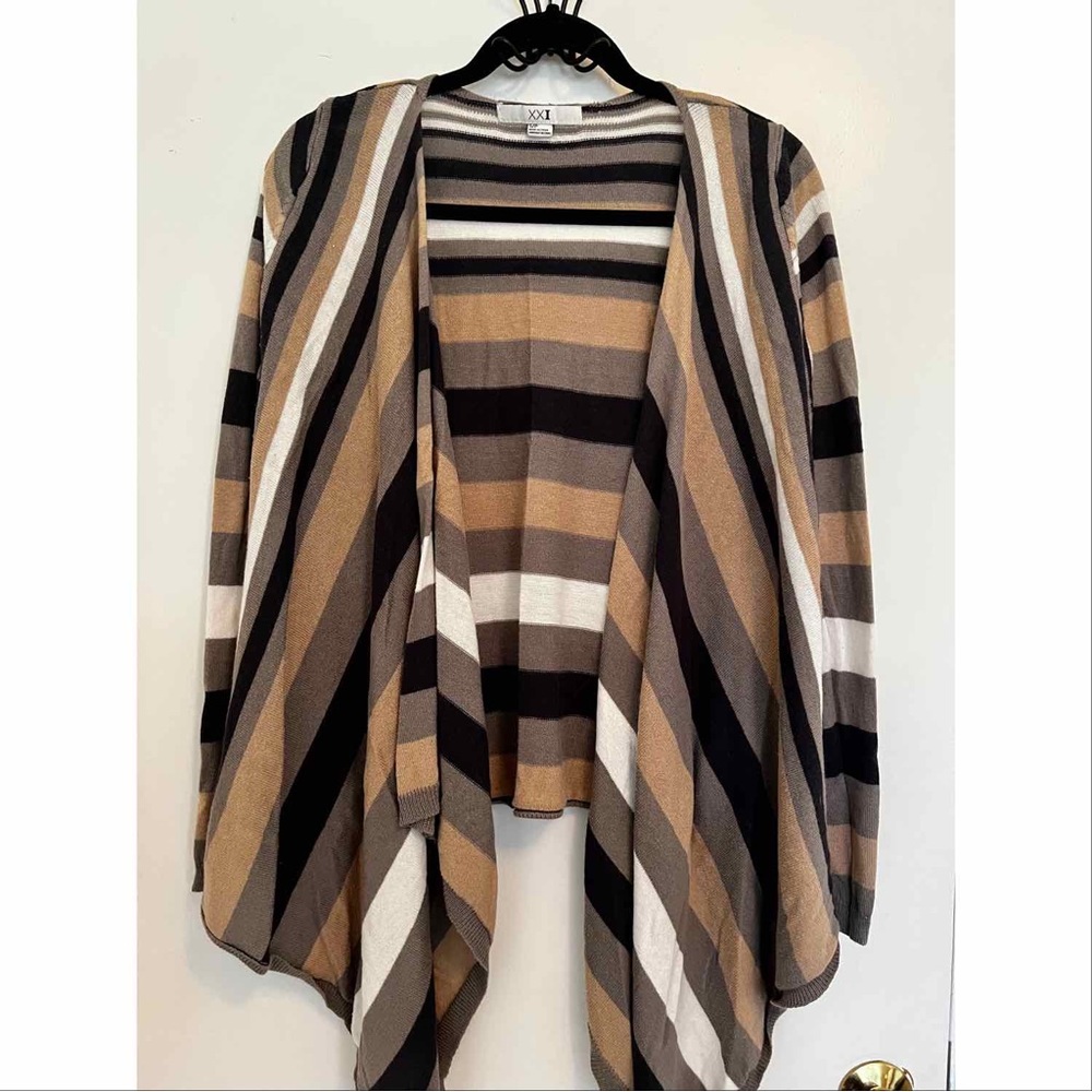 Color block open front flowy cardigan